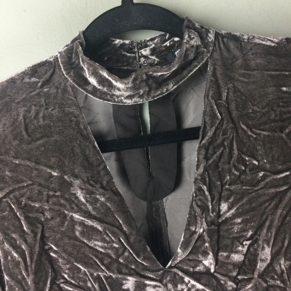 Madewell Velvet Silk Choker Cutout Keyhole Back Short Sleeve Top Size Small - Picture 6 of 11